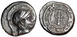Ancient Coins - Ionia, Magnesia ad Meandrum AR Obol "Athena & Trident in Meander Pattern"