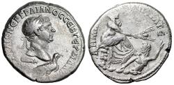 Ancient Coins - Trajan AR Tetradrachm "Bust, Eagle / Tyche, Swimming Deity" Very Fine