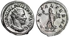 Ancient Coins - Philip I The Arab AR Antoninianus "PAX AETERNA Pax Running" Good Very Fine