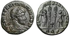 Ancient Coins - Constantius II Caesar "Soldiers, Cross Between" Aquileia Extremely Rare