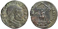 Ancient Coins - Maxentius Follis "Roma in Temple" Rome Mint