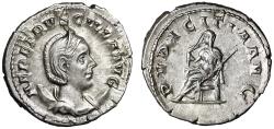 Ancient Coins - Herennia Etruscilla AR Antoninianus "Pudicitia Seated" Extremely Fine