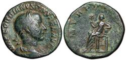 Ancient Coins - Gordian III Sestertius "Apollo Seated, Olive Branch" Fine