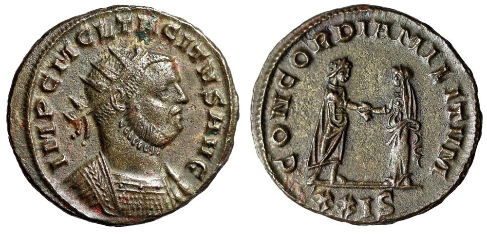 Tacitus Antoninianus Emperor Shaking Hands with Concordia About EF