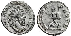 Ancient Coins - Postumus AR Antoninianus "MINER FAVTR Minerva, Branch & Spear" Good Very Fine