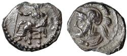 Ancient Coins - Cilicia, Tarsos AR Obol "Baal Seated / Ares in Helmet" Good Very Fine