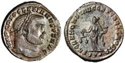 Ancient Coins - Diocletian Silvered Follis "Moneta" Ticinum Extremely Fine