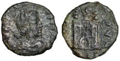 Ancient Coins - Valentinian III AE13 "VOT PVB Campgate" Rome Scarce
