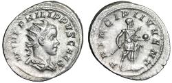 Ancient Coins - Philip II as Caesar AR Antoninianus "Prince of Youth" Choice Extremely Fine