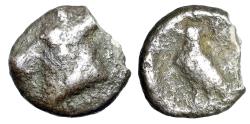 Ancient Coins - Ionia, Uncertain AR Tetartemorion "Bull Head & Eagle Standing" Extremely Rare