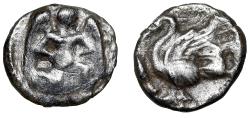Ancient Coins - Cilicia, Mallos AR Hemiobol "Winged Man with Solar Disk / Swan" Rare