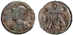 Ancient Coins - Rome City Commemorative "She Wolf Suckling, Wreath & Stars" Trier Extremely Fine