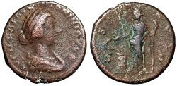 Ancient Coins - Lucilla (Daughter of Marcus Aurelius) AE As "Salus Feeding Serpent" Fine