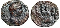 Ancient Coins - Geta as Caesar Gallic Imitation AE As "Septimius & Sons on Platform" Rare