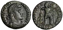Ancient Coins - Valentinian I "GLORIA ROMANORVM Dragging Captive, Labarum" Cyzicus Very Fine