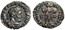 Ancient Coins - Constantine I The Great Follis "SOLI INVICTO COMITI Sol MLN" London RIC 54 gVF