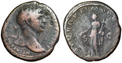 Ancient Coins - Trajan AE As "SPQR OPTIMO PRINCIPI Fortuna" Rome 103-111 AD