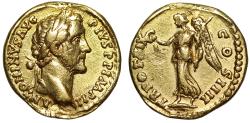 Ancient Coins - Antoninus Pius Gold AV Aureus "Winged Victory" Rome Good Very Fine Ex Jewelry