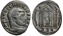 Ancient Coins - Maxentius Follis "Roma in Temple RBQ" Rome Very Fine