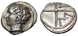 Ancient Coins - Gaul, Massalia AR Obol "Apollo Left & Wheel" Extremely Fine
