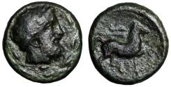 Ancient Coins - Thessaly, Kierion AE17 "Poseidon in Wreath / Horse" Extremely Rare