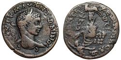Ancient Coins - Elagabalus AE33 of Antioch "Tyche Seated on Rocks, River god"