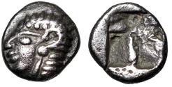 Ancient Coins - Ionia, Kolophon AR 1/24th Stater (Hemiobol) "Archaic Apollo" Extremely Fine
