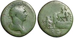 Ancient Coins - Trajan Sestertius "King Parthamaspates by Platform" Rome