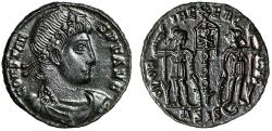 Ancient Coins - Constans I "Soldiers, Chi-Rho Christogram Labarum" Siscia Choice Extremely Fine