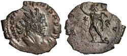 Ancient Coins - Victorinus Silvered Antoninianus "INVICTVS Sol, Whip" Extremely Fine