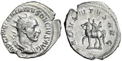 Ancient Coins - Trajan Decius AR Antoninianus "Emperor on Horseback" Extremely Fine