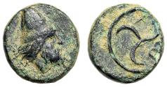 Ancient Coins - Troas, Birytis AE11 "Kabeiros & Triskeles" Very Fine