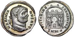 Ancient Coins - Maximian AR Argenteus "Tetrarchs by Archway Tower" Nicomedia Rare