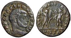 Ancient Coins - Maxentius Follis "Dioscuri with Horses" Ostia Mint 312 AD