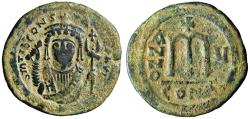 Ancient Coins - Tiberius II Constantine AE Follis (40 Nummi) "Facing Portrait" Rare
