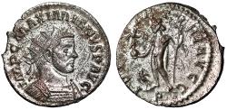 Ancient Coins - Maximian Silvered Antoninianus "Jupiter, Eagle" Lyons Extremely Fine