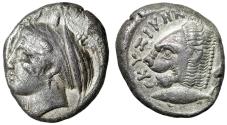 Ancient Coins - Mysia, Kyzikos AR Tetradrachm "Kore Soteira & Lion Head, Fish" Rare