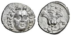 Ancient Coins - Caria, Rhodes AR Drachm Gorgos Magistrate "Helios & Rose" No Control Rare