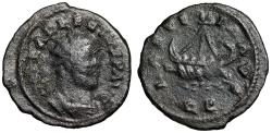 Ancient Coins - Allectus Quinarius "Galley with Sail & Rowers Sailing" Camulodunum