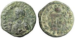 Ancient Coins - Rare Portrait Type of Crispus "Raising Right Hand and Holding Globe" Very Rare