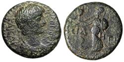 Ancient Coins - Nero AE17 of Side, Pamphylia "Athena, Serpent & Pomegranate"