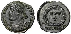 Ancient Coins - Jovian Nummus "Left Portrait & Votive" Heraclea Extremely Fine