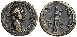 Ancient Coins - Domitian Dupondius "Fides Holding Plate of Fruit" Rome Good Very Fine