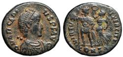 Ancient Coins - Arcadius Nummus of Constantinople "Emperor Crowned by Victory" Good Very Fine