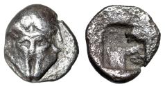 Ancient Coins - Thrace, Mesembria AR Obol "Facing Corinthian Helmet & Incuse" Scarce