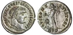 Ancient Coins - Constantine I The Great Silvered Follis "Jupiter, Wreath" Heraclea
