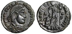 Ancient Coins - Valentinian I "GLORIA ROMANORVM Dragging Enemy" Siscia Good Very Fine