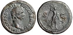 Ancient Coins - Domitian AE As "Victory, Holding Aquila, Hand Raised" Rare