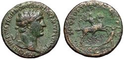Ancient Coins - Trajan Sestertius "Emperor on Horseback, Spearing Dacian" Very Fine
