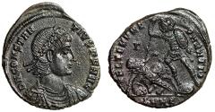 Ancient Coins - Constantius II Centenionalis "Battle Scene" Heraclea Good Very Fine